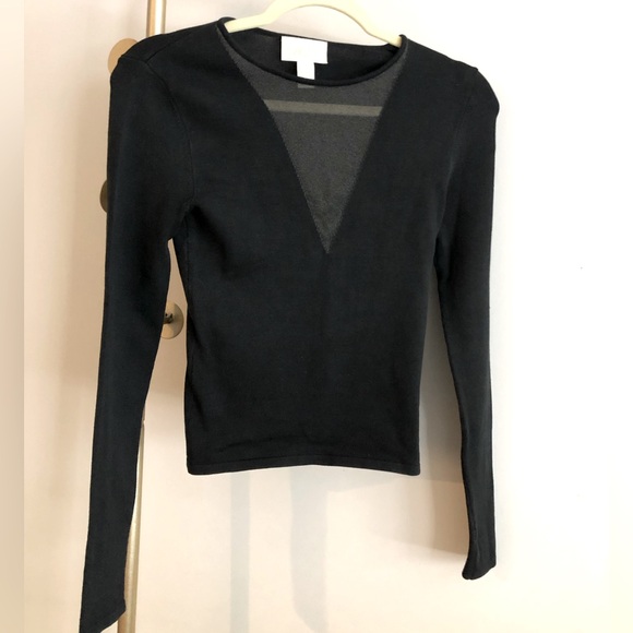 Cache Sheer Sweater Black Silk - Picture 1 of 5